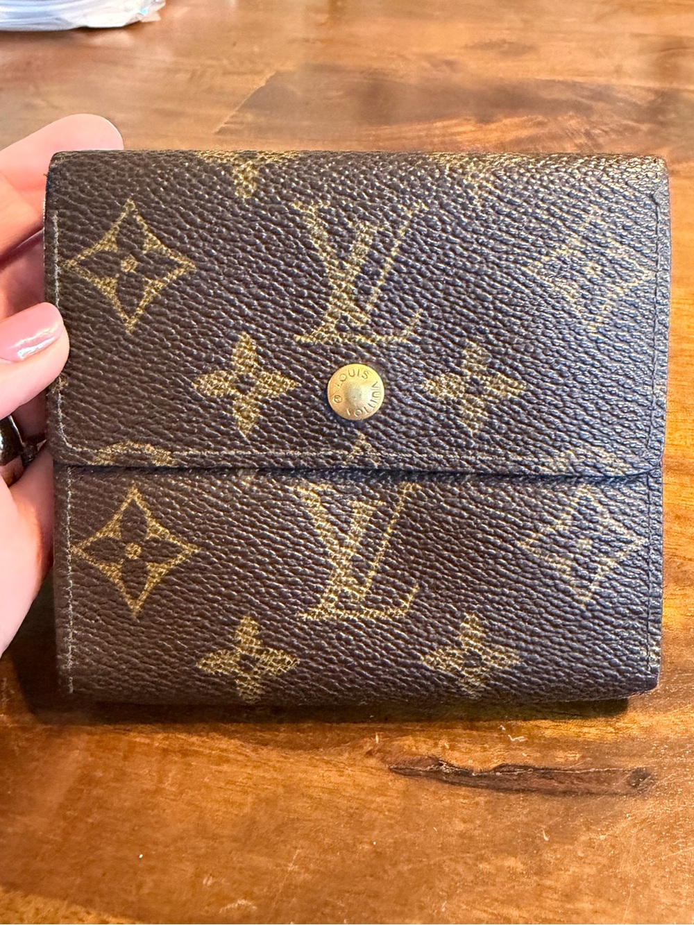 Louis Vuitton Monogram Compact Wallet in Brown & Gold - EUC